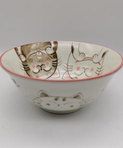 Ciotola da domburi rosa con gatti