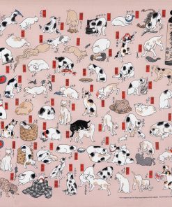 Furoshiki Ukiyo-e Kuniyoshi “Gatti come le 53 stazioni della Tokaido” 70cm